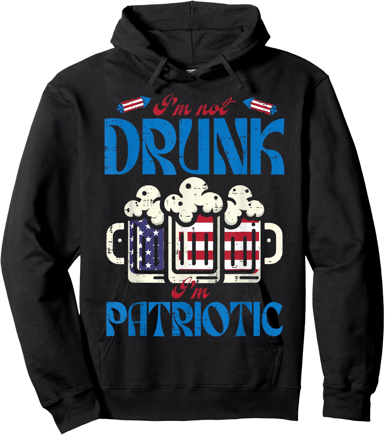 4th of July Im Patriotic American Funny Party Dad Men Women Hoodie - Hoodie | Black