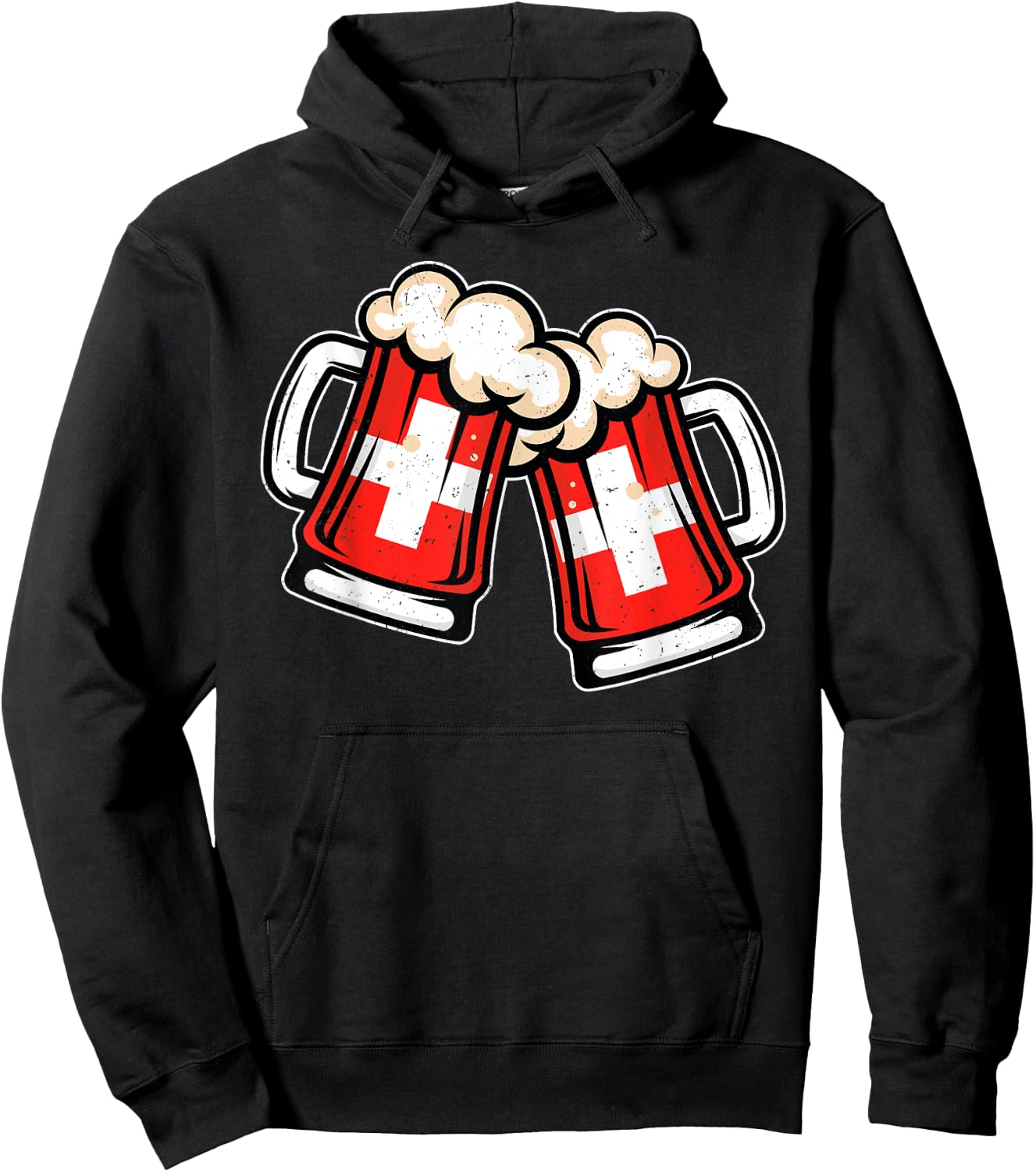 Switzerland Flag Beer Mug - Cool Swiss Beer Hoodie - Hoodie | Black