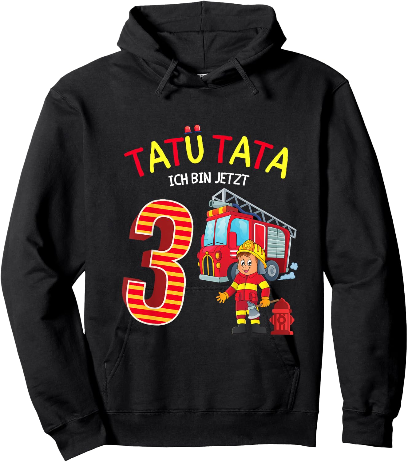 Feuerwehr Feuerwehrmann Kinder Geburtstag 3 Jahre Junge Hoodie - Hoodie | Black