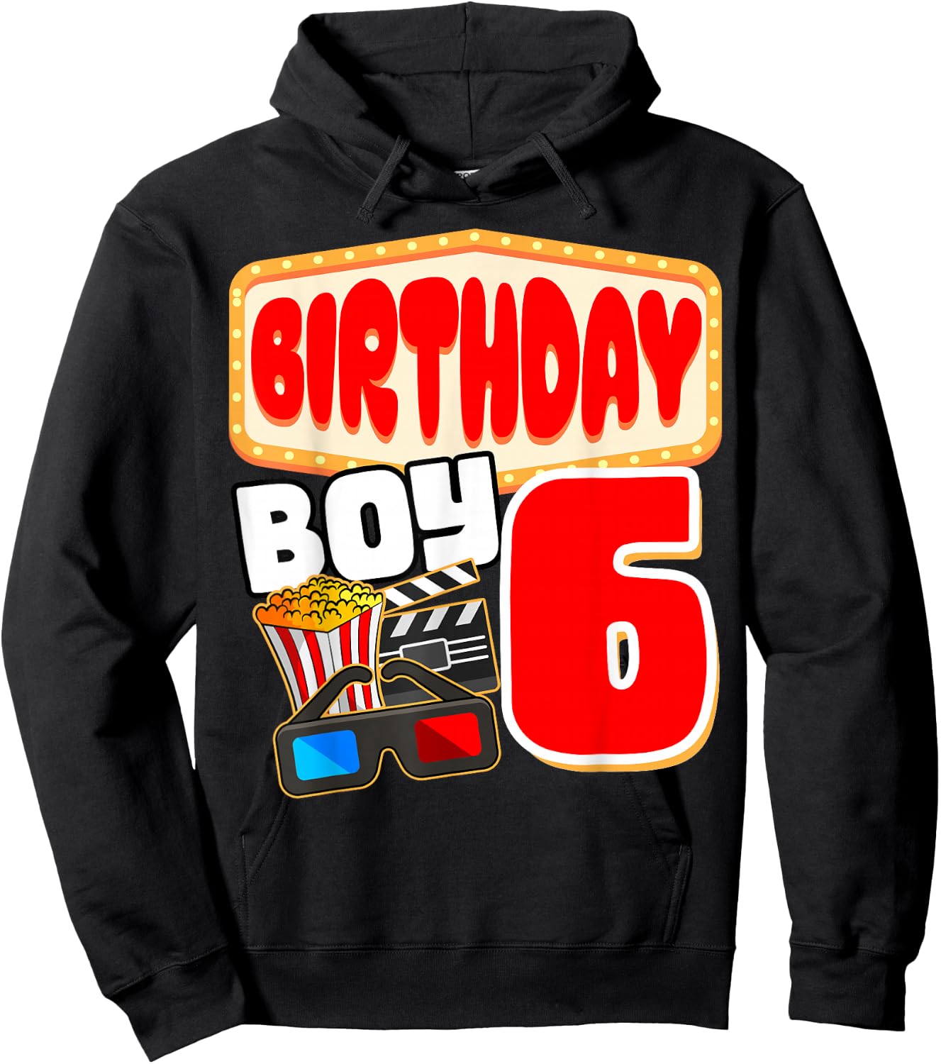 Movie Party 6th Birthday Boy Cinema Film Theater Director Hoodie - Hoodie | Black