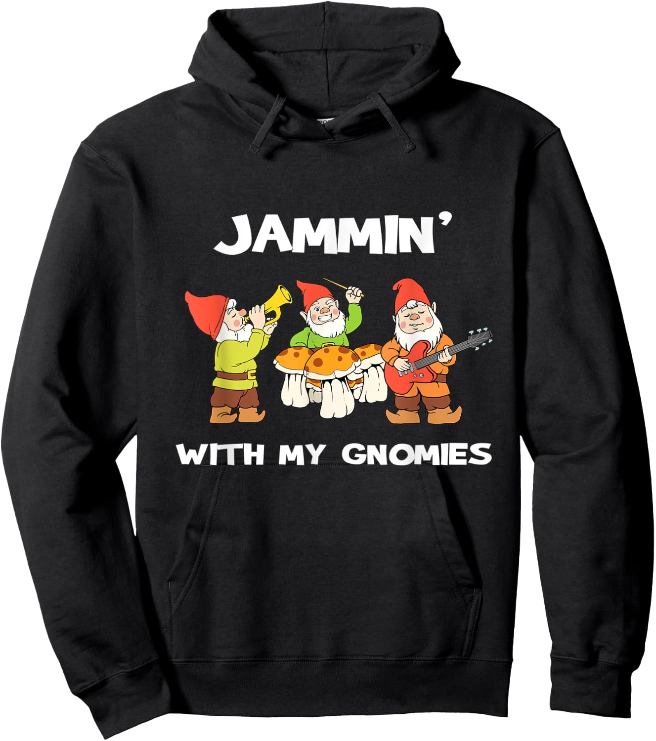 Yard Gnome Gift Jammin With My Gnomies Garden Gnome Gift Hoodie - Hoodie | Black