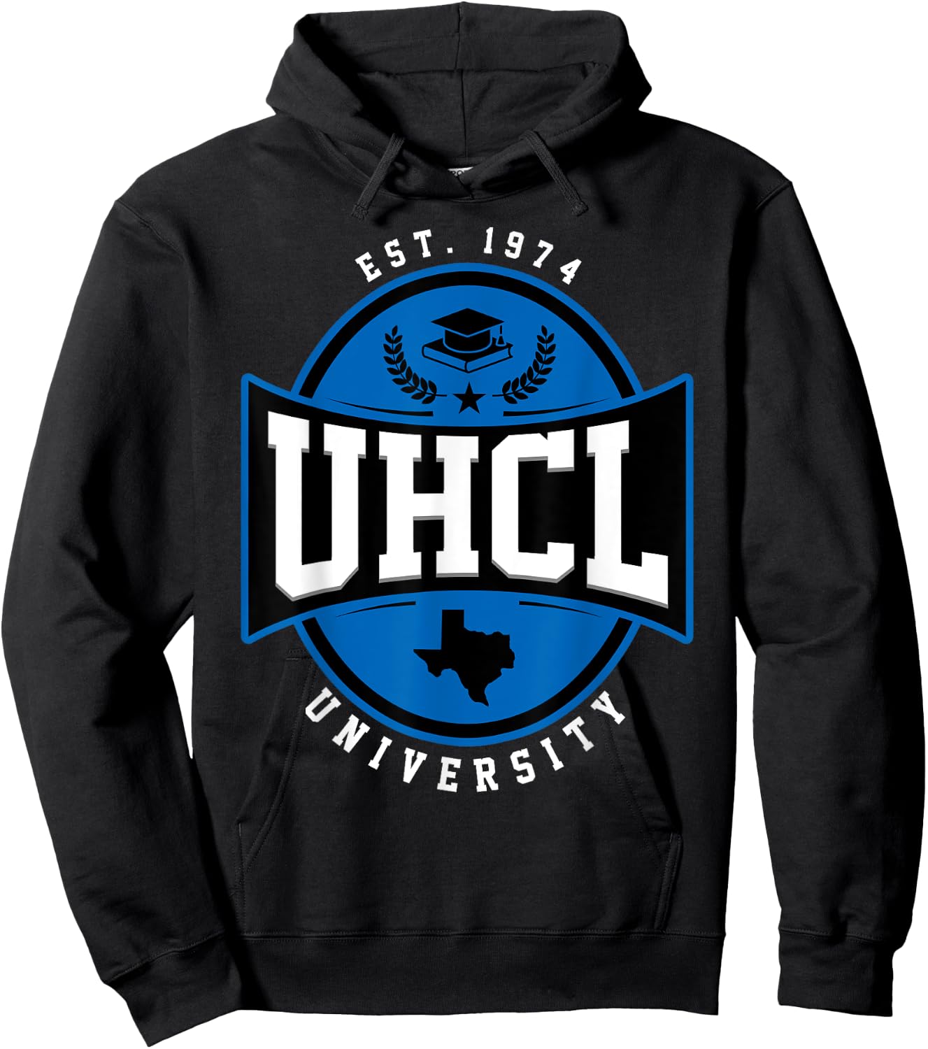 UHCL University Arch Vintage Design Retro Men Women Hoodie - Hoodie | Black
