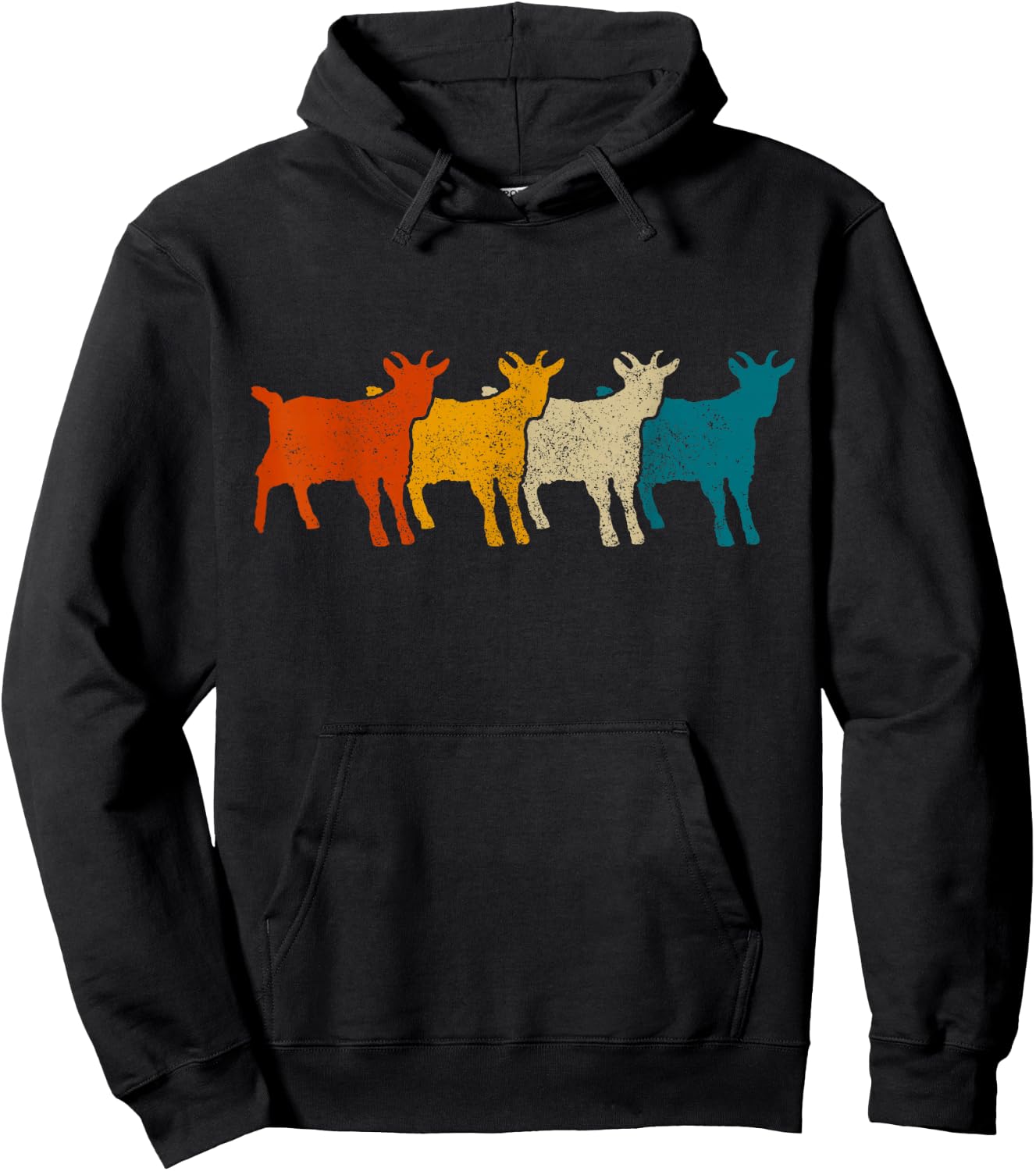 Goat Vintage Retro Farm Animal Goats Hoodie - Hoodie | Black