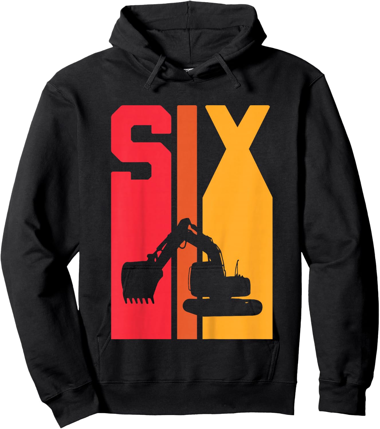 Kids 6th Birthday Boy 6 Year Old Construction Truck Excavator Hoodie - Hoodie | Black