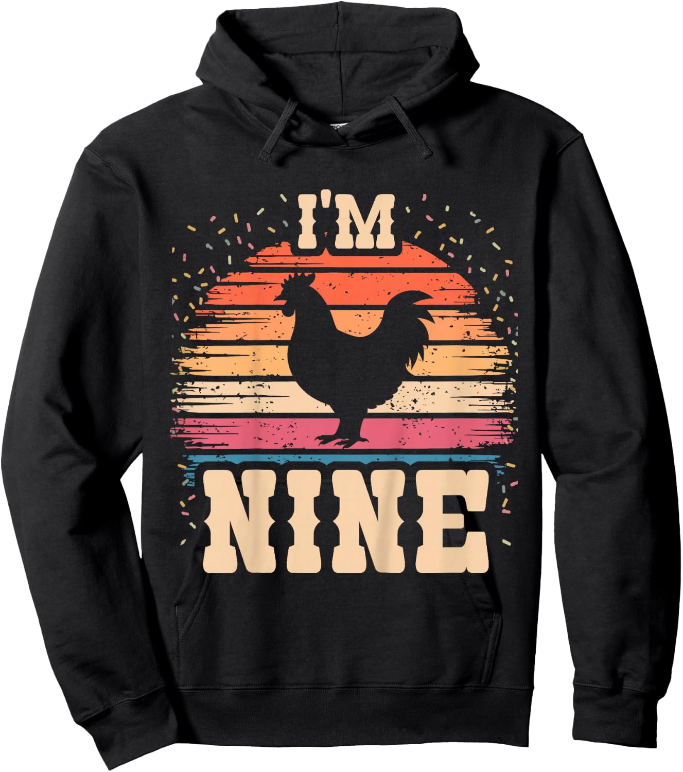 Chicken 9 Year Old Birthday Boy Girl 9th Chicken Birthday Hoodie - Hoodie | Black