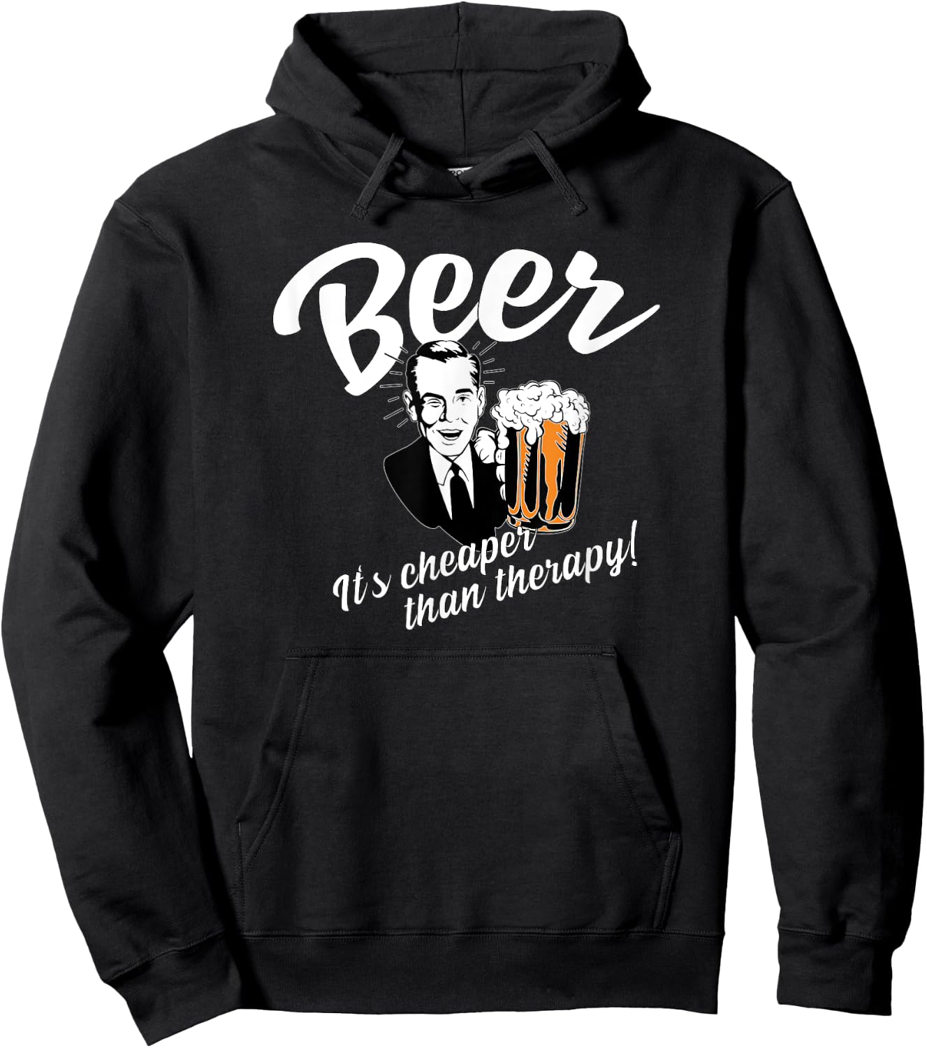 Beer Is Cheaper Than Therapy T Shirt Retro Vintage Fan Gift Hoodie - Hoodie | Black