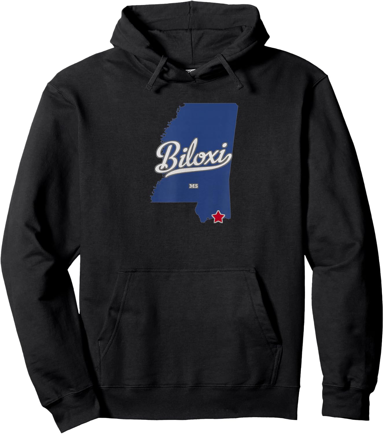 Biloxi Mississippi MS Map Hoodie - Hoodie | Black