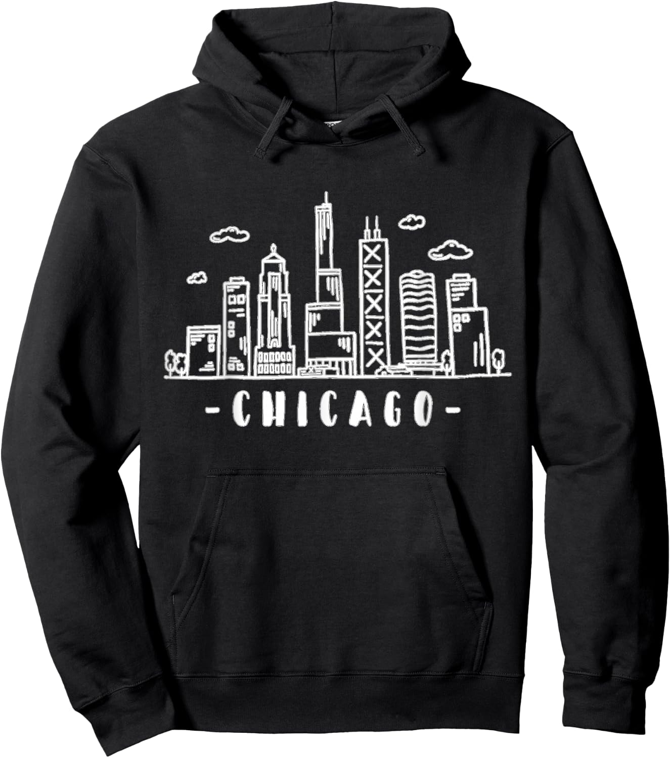 Chicago Skyline Illinois Vintage Hoodie - Hoodie | Black
