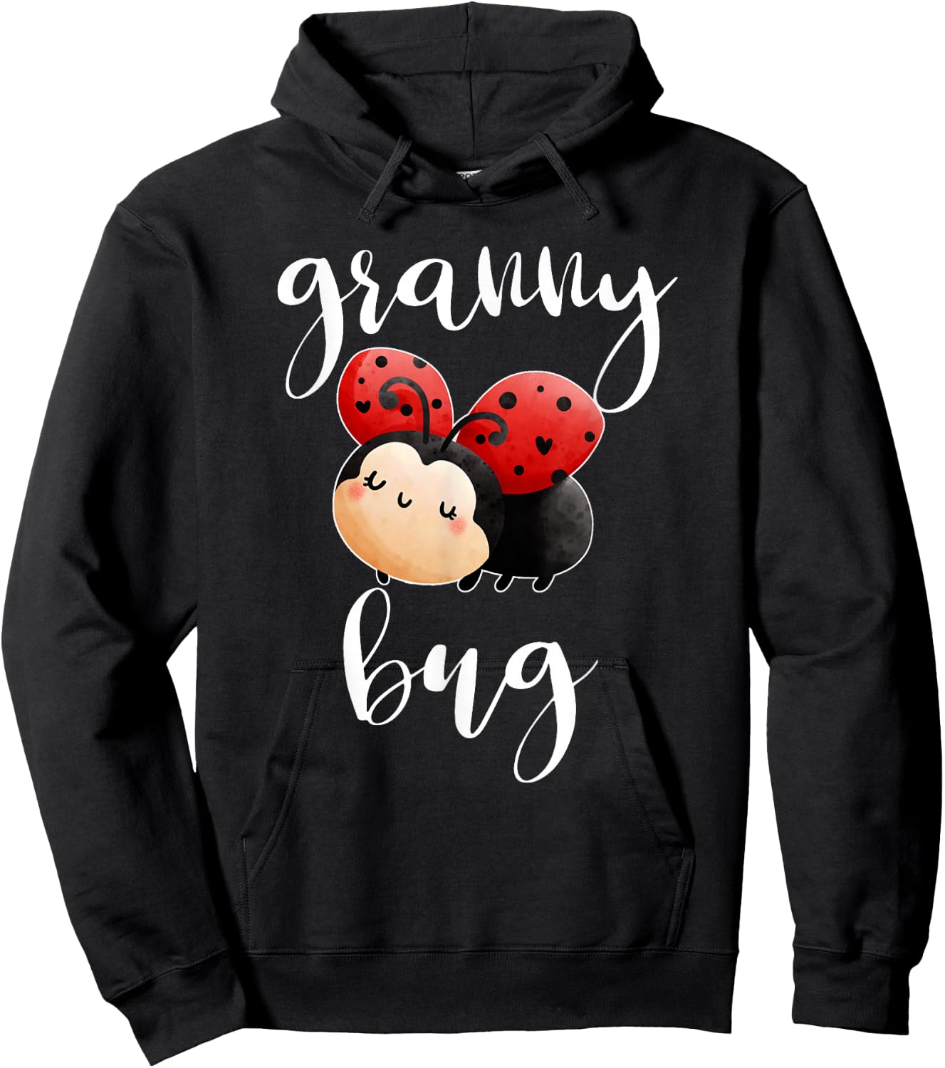 Granny Bug Ladybug Grandma Announcement Cute Baby Shower Hoodie - Hoodie | Black