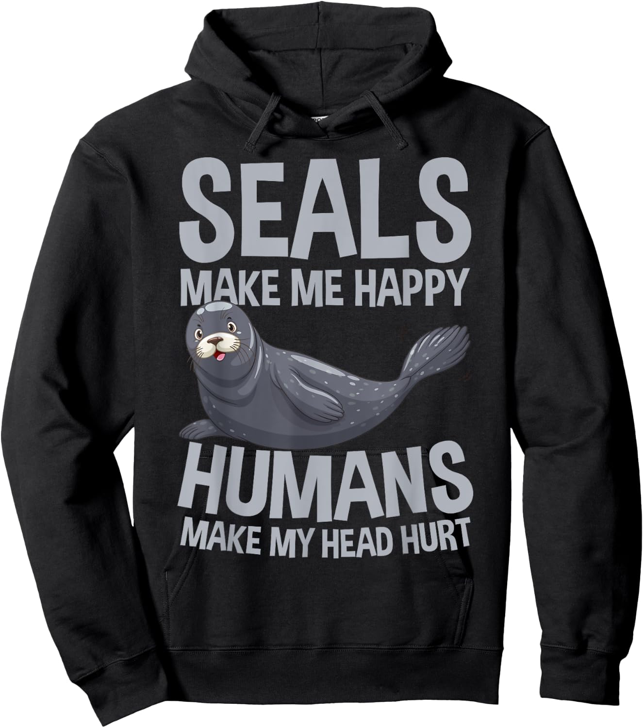 Seals Make Me Happy Humans Make My Head Hurt Kids Hoodie - Hoodie | Black