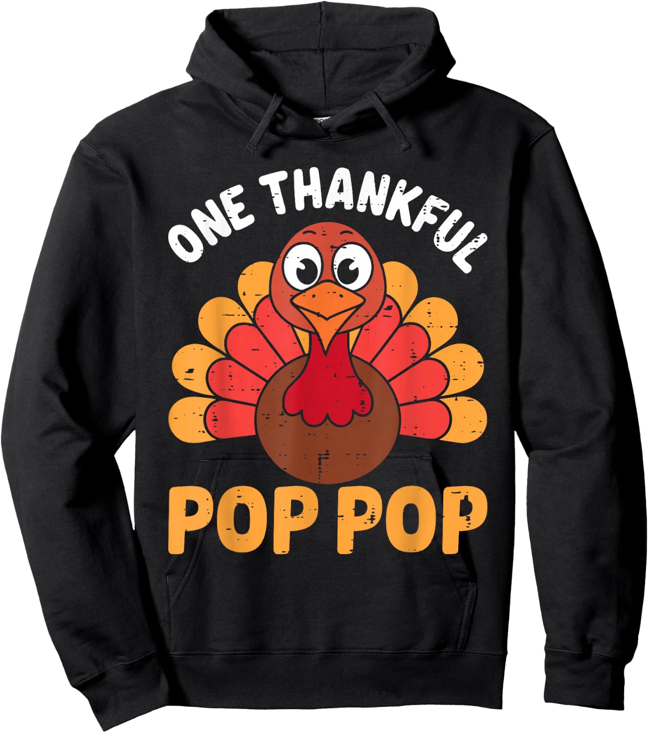 One Thankful Pop Pop Turkey Funny Fall Autumn Thanksgiving Hoodie - Hoodie | Black