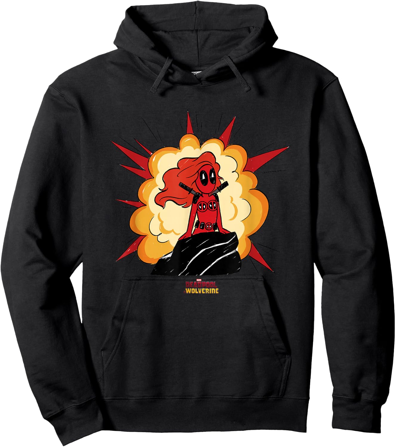 Marvel Deadpool & Wolverine Mermaid Deadpool Comic Blast Hoodie - Hoodie | Black