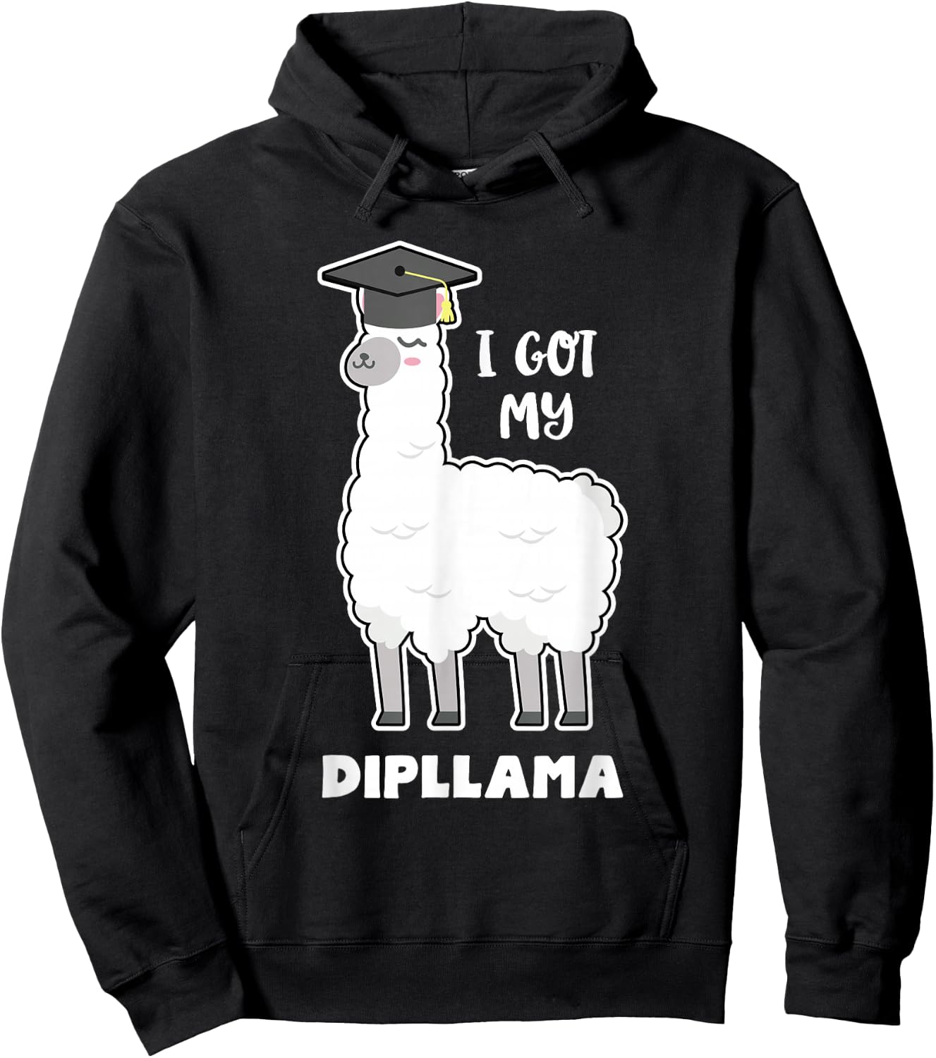 Graduation Llama I Got My Dipllama Senior Graduate Funny Hoodie - Hoodie | Black