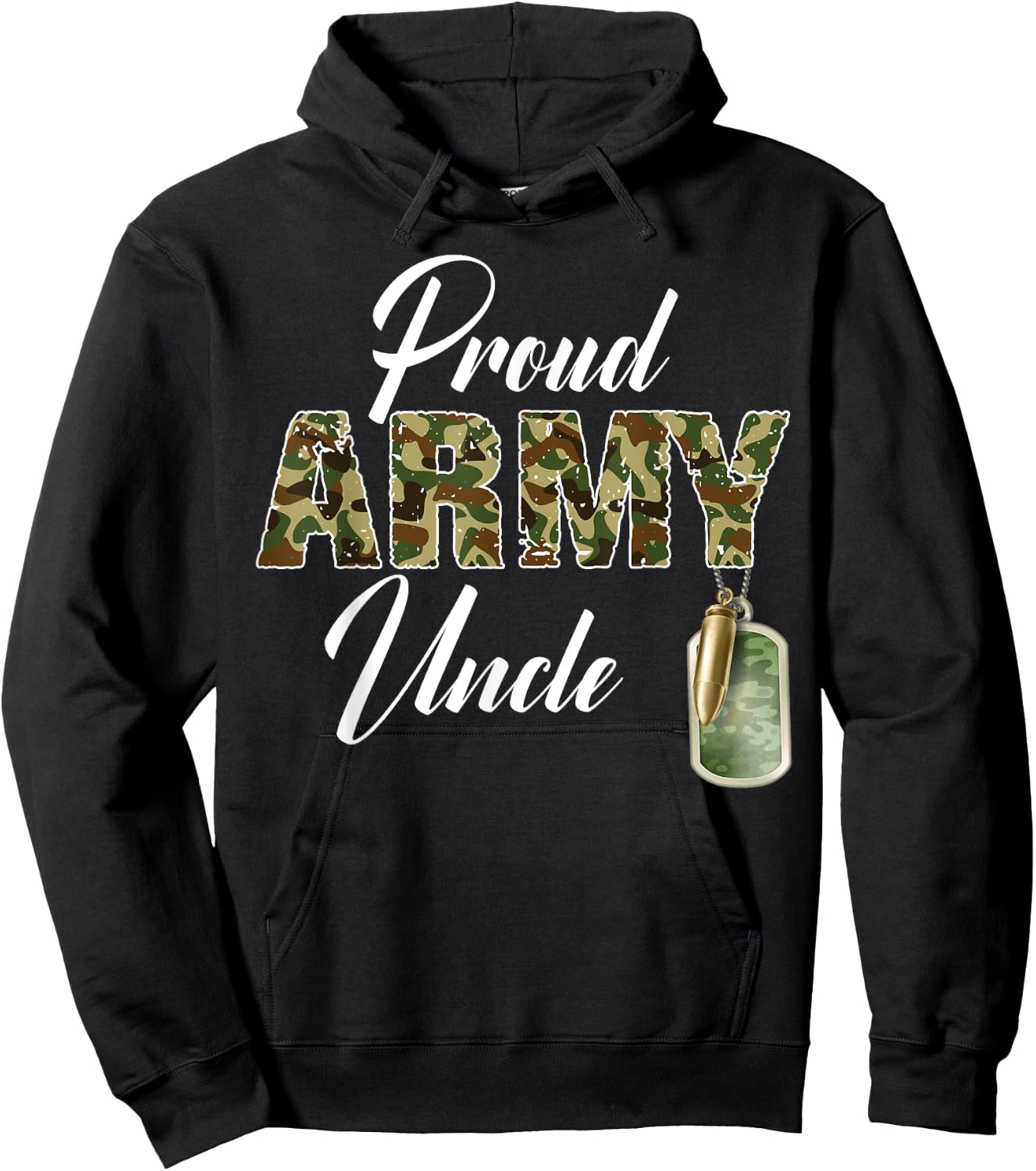 Proud Army Uncle Camouflage Soldier Family Matching Military Hoodie - Hoodie | Black