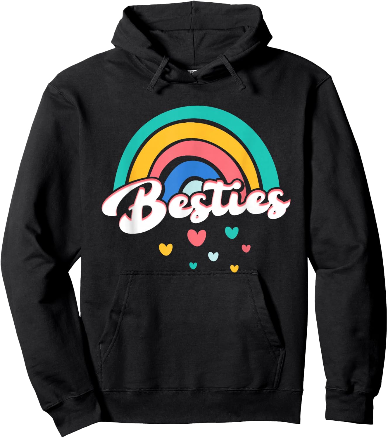 Besties Regenbogenherzen | Freundschaft Freunde Mädchen Hoodie - Hoodie | Black