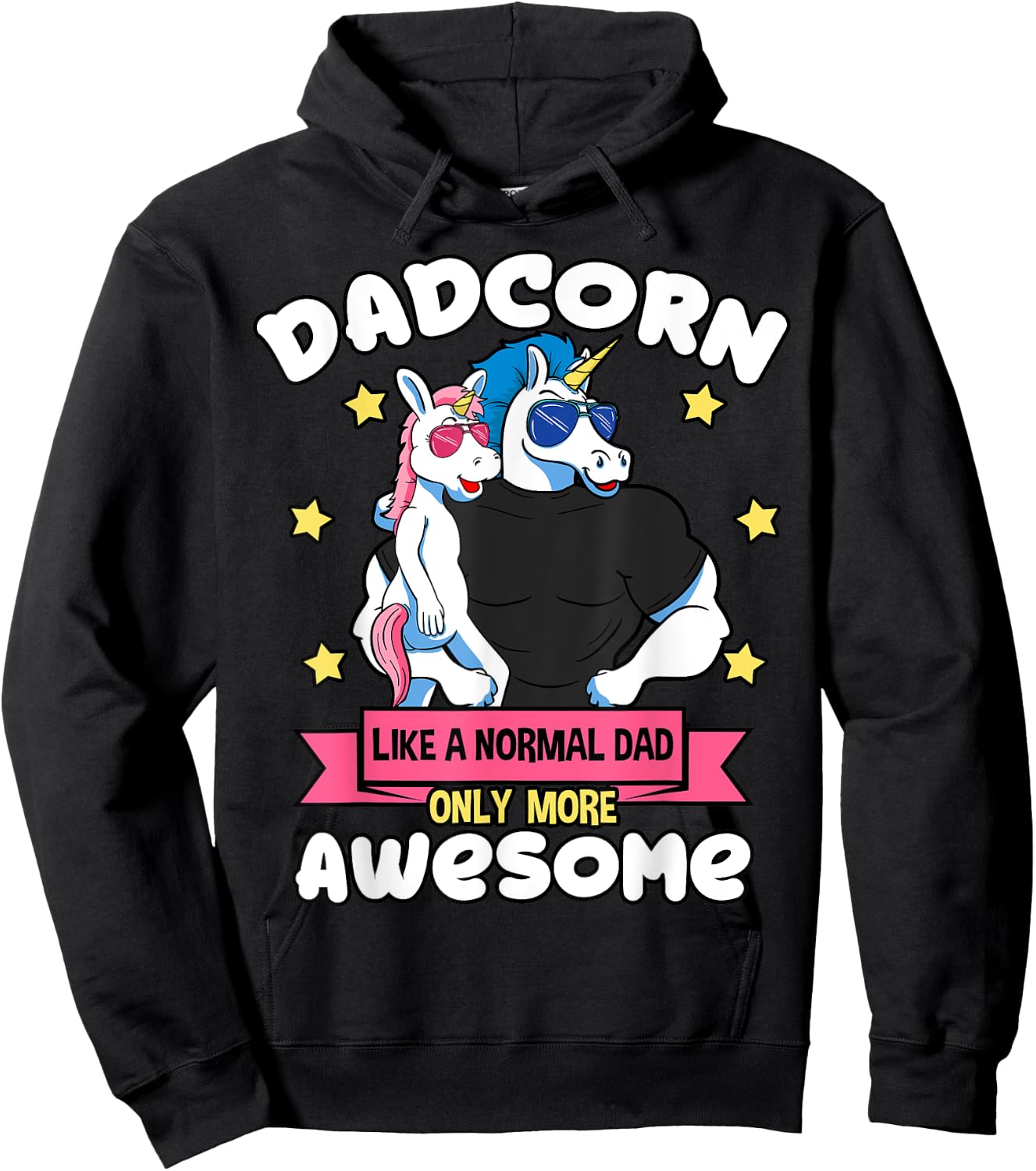 Dadcorn 1 Kid Father's Day Dad Unicorn Daughter Girl Hoodie - Hoodie | Black