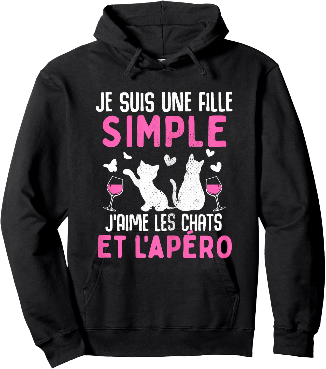 I am a simple girl I love cats aperitif humor cat , Black Hoodie - Hoodie | Black