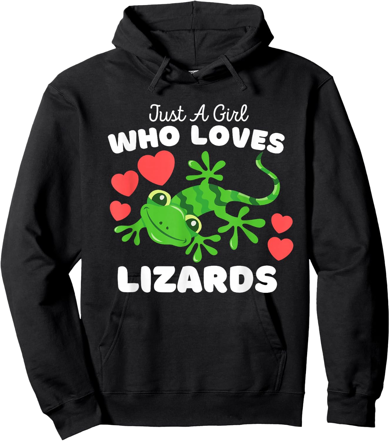 Just A Girl Who Loves Lizards - Cute Girls Lizard Hoodie - Hoodie | Black