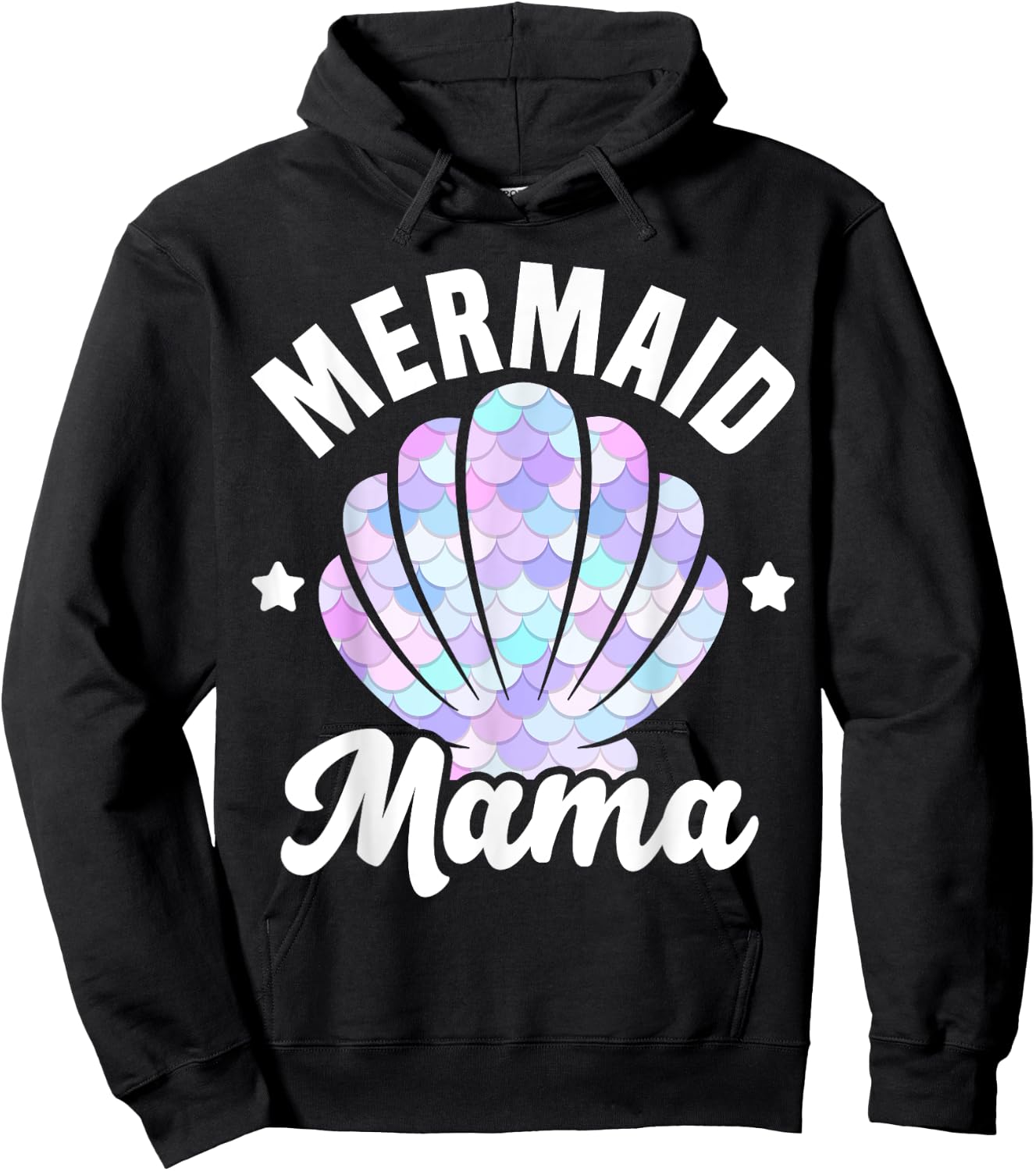 Mermaid Mama Seashell Matching Mermaid Squad Birthday Party Hoodie - Hoodie | Black