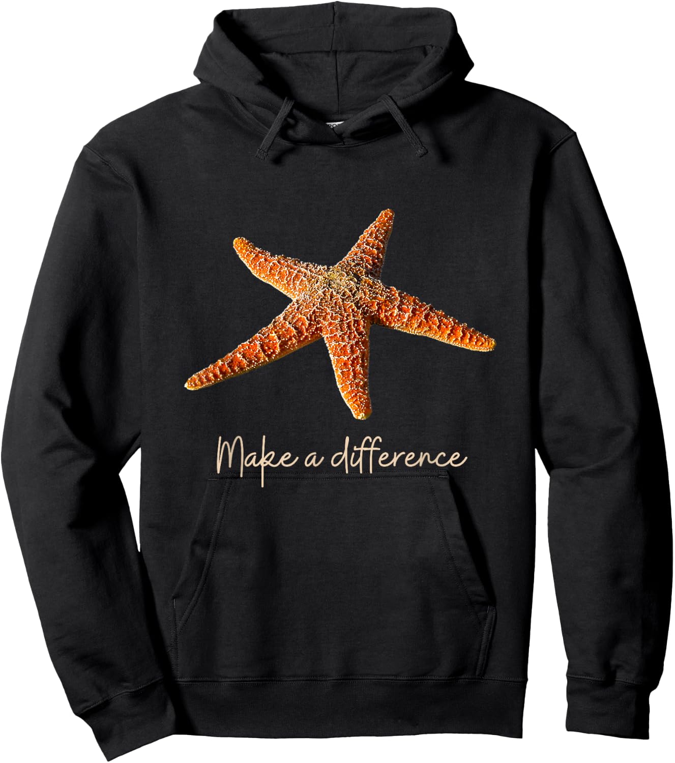 Make a difference The Starfish Story. Starfish, light text Hoodie - Hoodie | Black