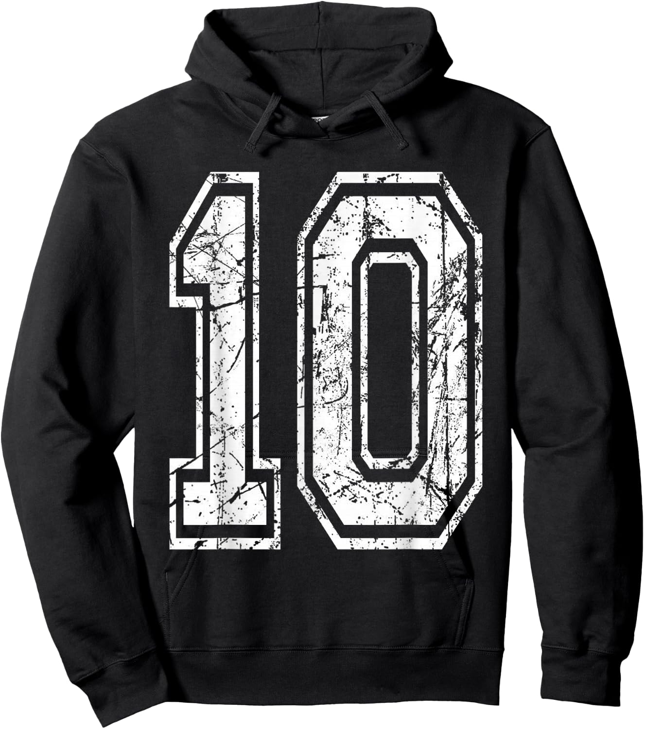Sports Jersey Grunge Number 10 Team Player Birthday Gift Hoodie - Hoodie | Black