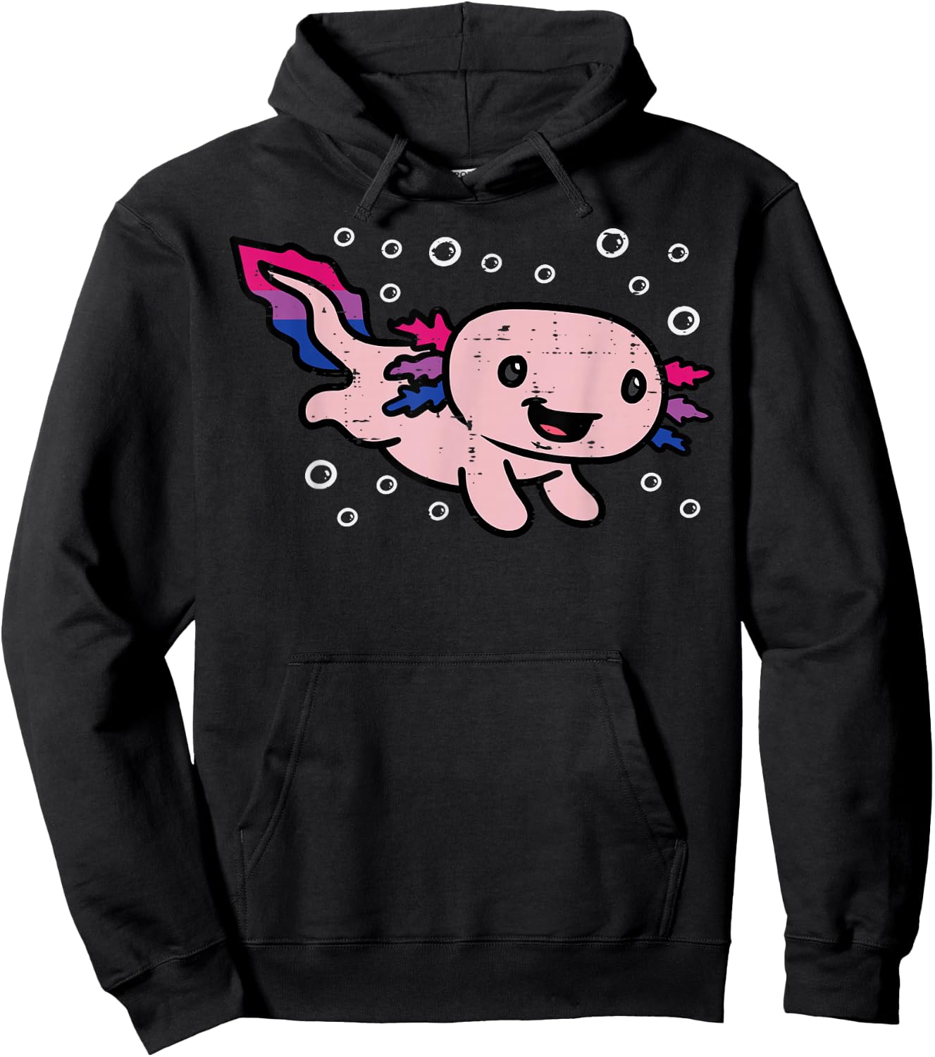 Bisexual Axolotl Bi Pride Flag Bisexuality LGBTQ Women Men Hoodie - Hoodie | Black