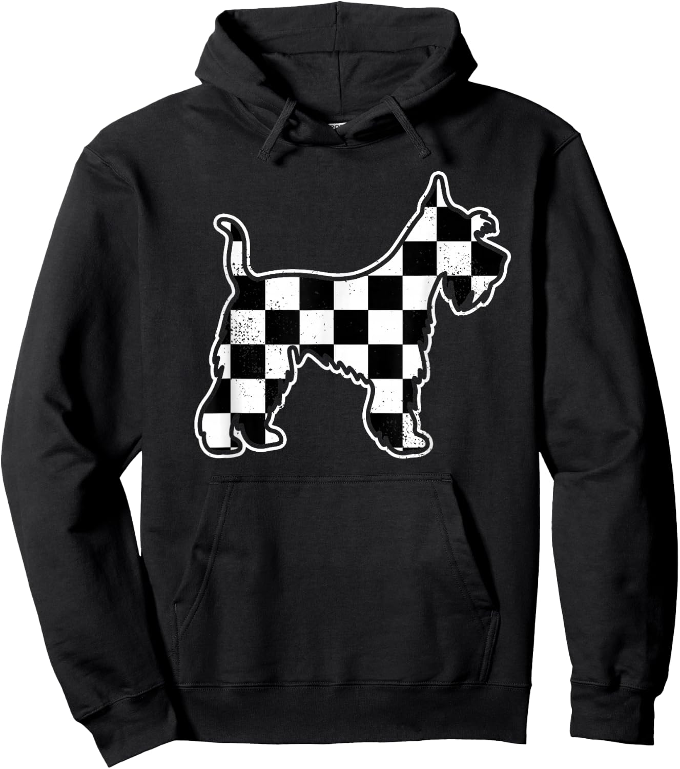 Checkered Dog Schnauzer Dad Vintage Race Car Flag Schnauzer Hoodie - Hoodie | Black