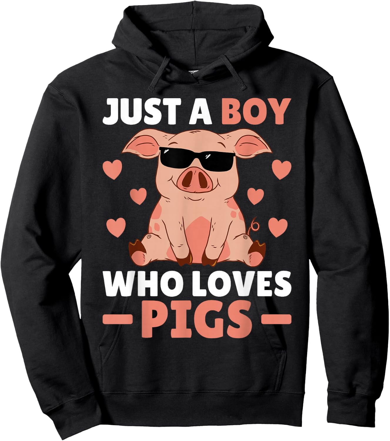 Just A Boy Who Loves Pigs Men Pig Lovers Pig Stuff Farmer Hoodie - Hoodie | Black