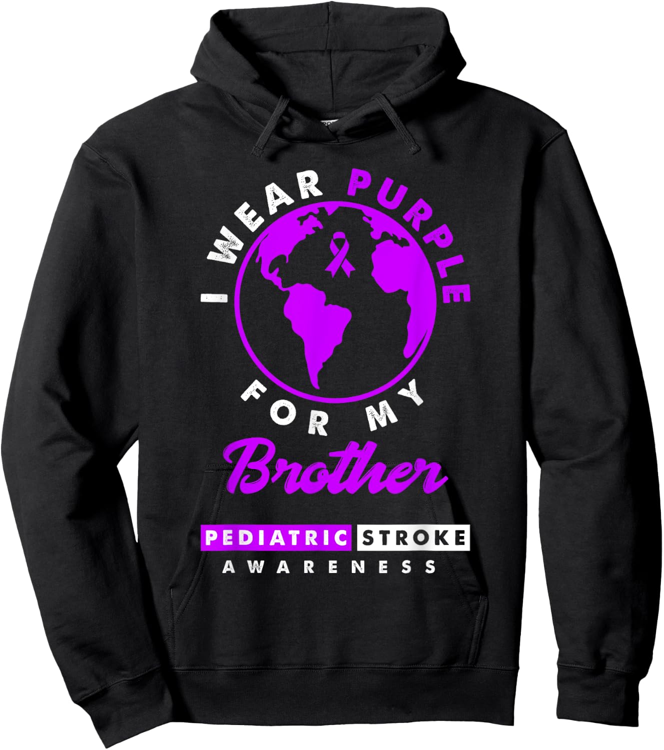 I Wear Purple For My Brother Pediatric Stroke Awareness Hoodie - Hoodie | Black