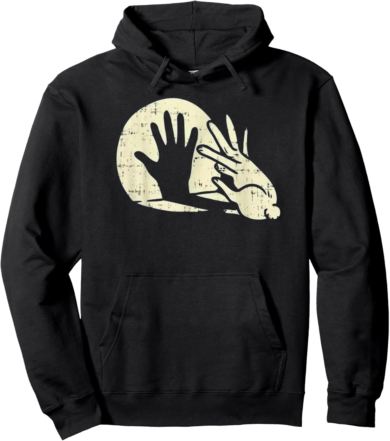Bunny Shadow Puppeteer - Funny Rabbit Hand Shadow Hoodie - Hoodie | Black