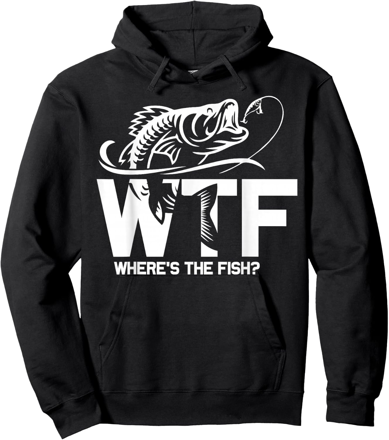 WTF Where's The Fish Funny Fishing Lover Gift Hoodie - Hoodie | Black