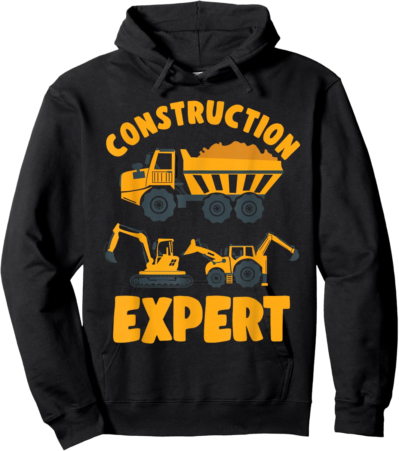 Construction Truck Excavator Excavator Expert for Boys Toddlers Hoodie - Hoodie | Black