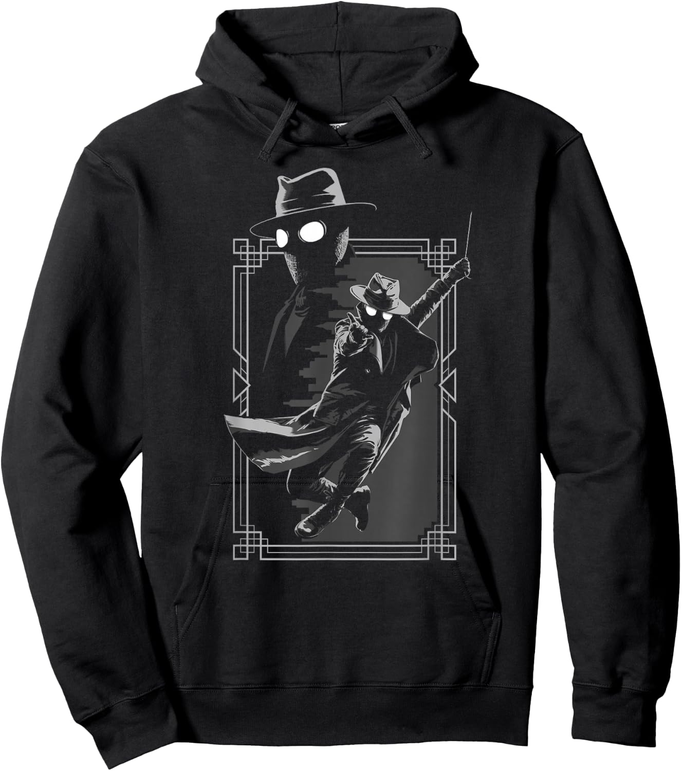 Marvel Spider-Noir Web Swing Black & White Art Deco Frame Hoodie - Hoodie | Black