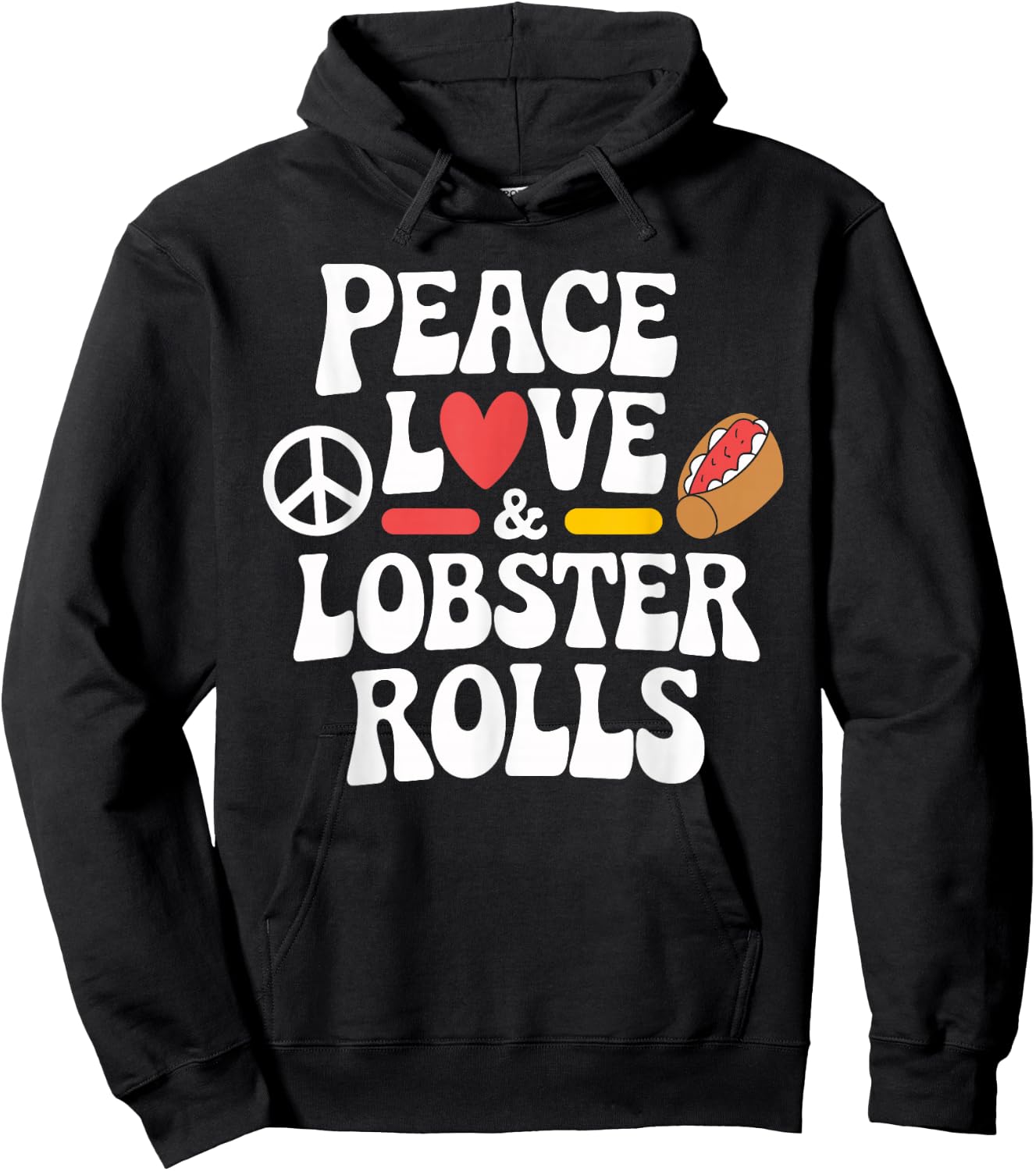 Peace Love Lobster Rolls Bar Harbor Seafood Hoodie - Hoodie | Black