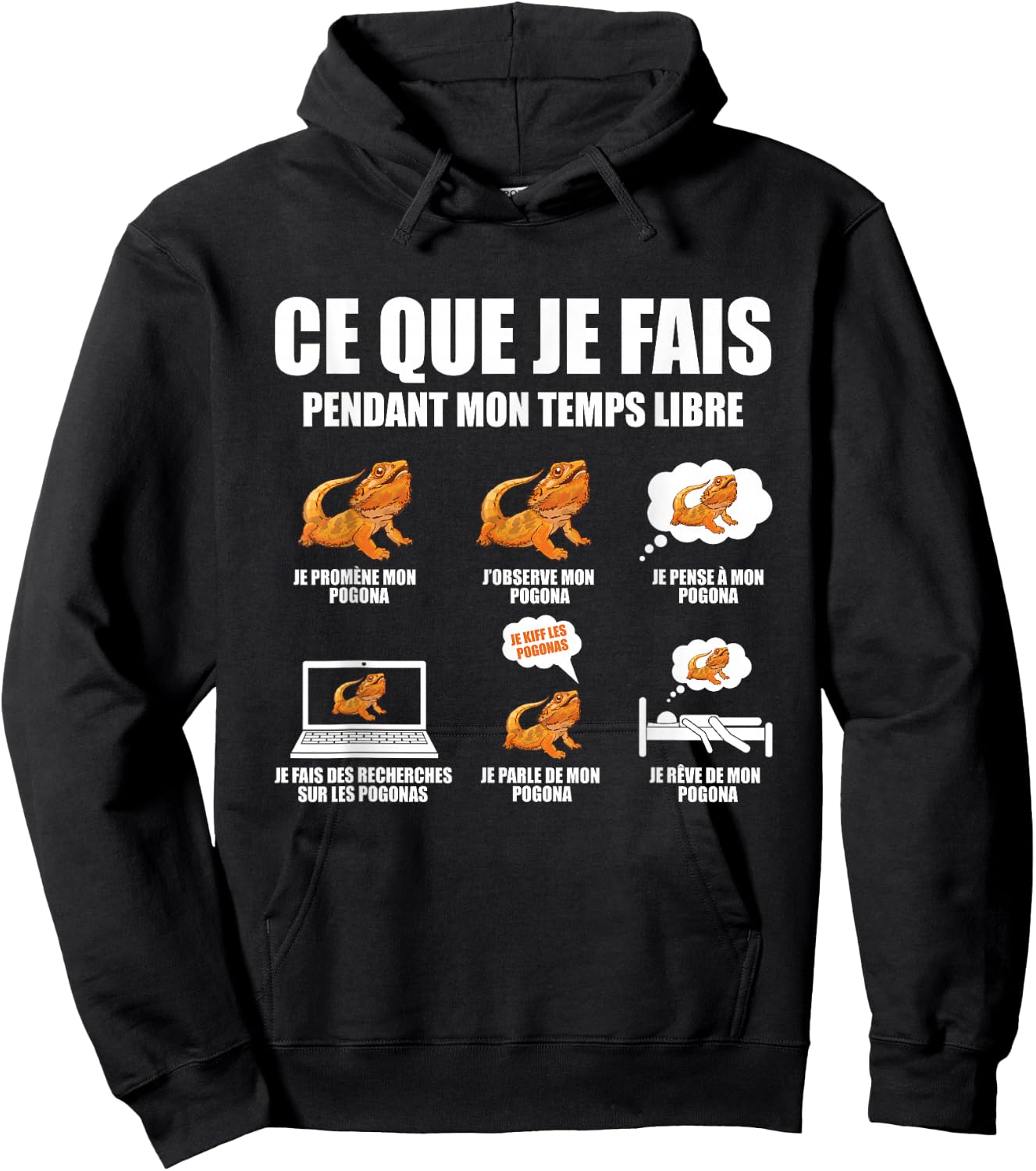 funny Gift passionate bearded dragon pogona reptile , Black, S Hoodie - Hoodie | Black