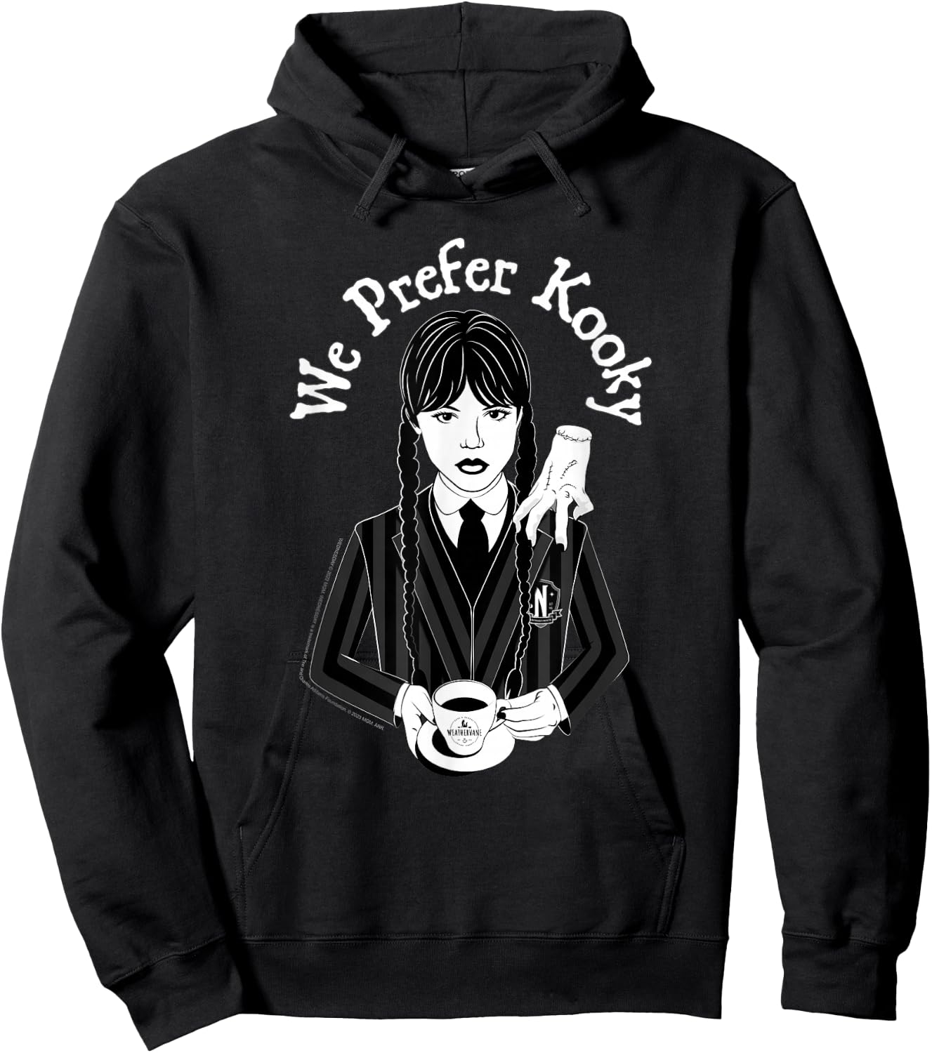 Wednesday & Thing We Prefer Kooky Black & White Portrait Hoodie - Hoodie | Black