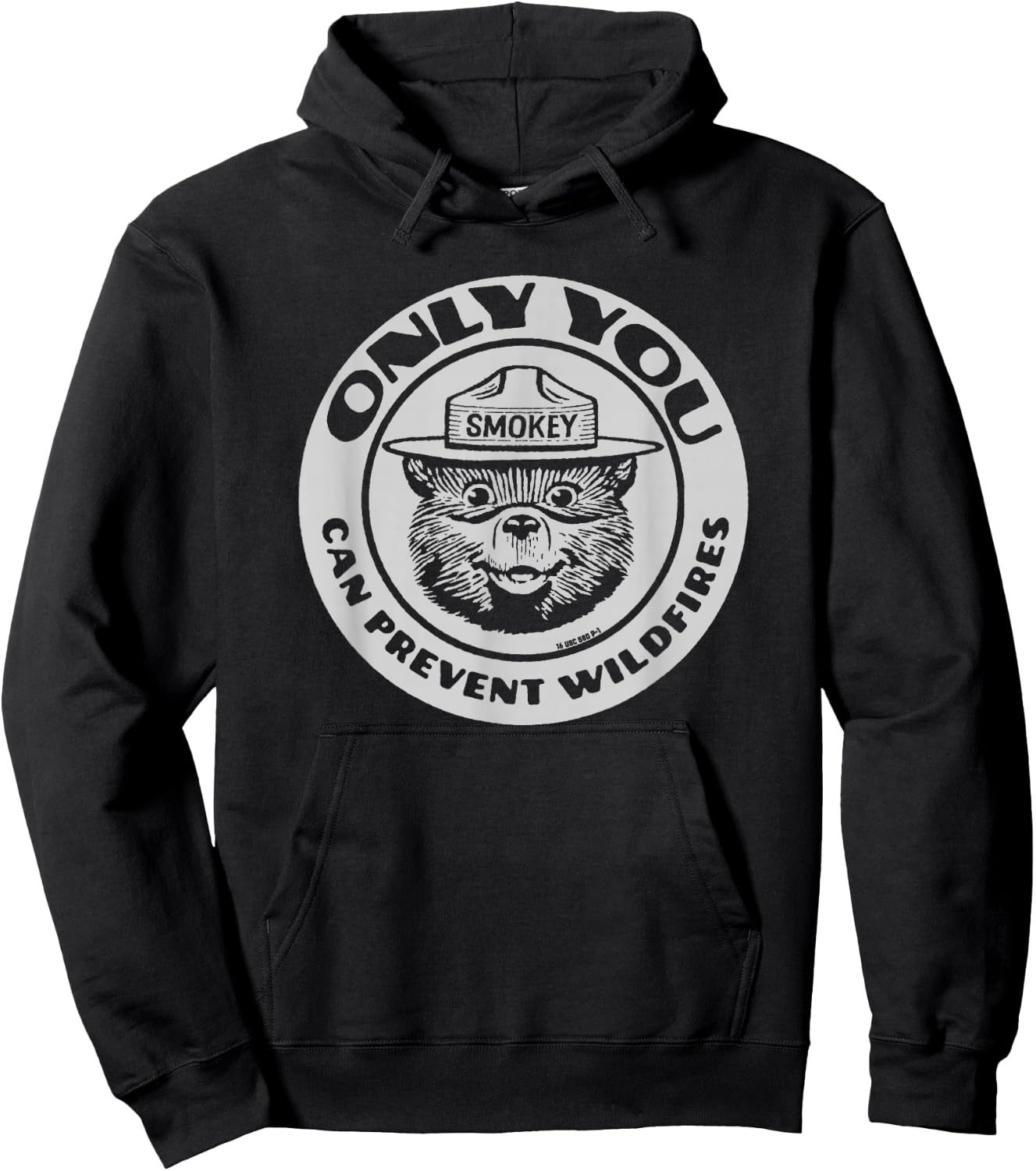 Only You Vintage Smokey Bear Seal Hoodie - Hoodie | Black