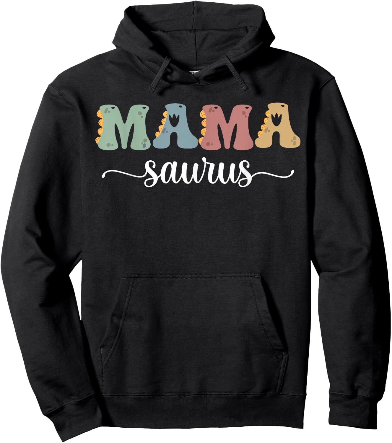 Mama Saurus Mother's Day Family Matching mom dinosaur Mama Hoodie - Hoodie | Black