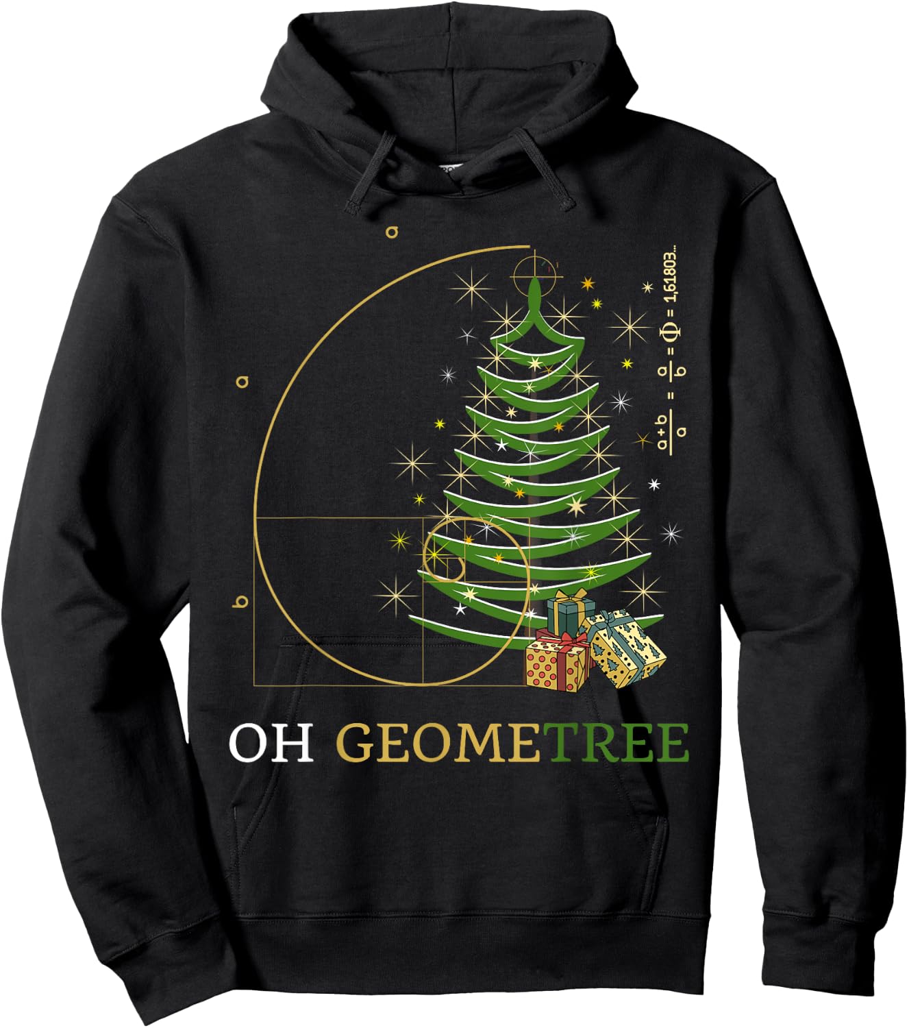Oh Geometree. Geometree funny math Fibonacci Christmas Tree Hoodie - Hoodie | Black