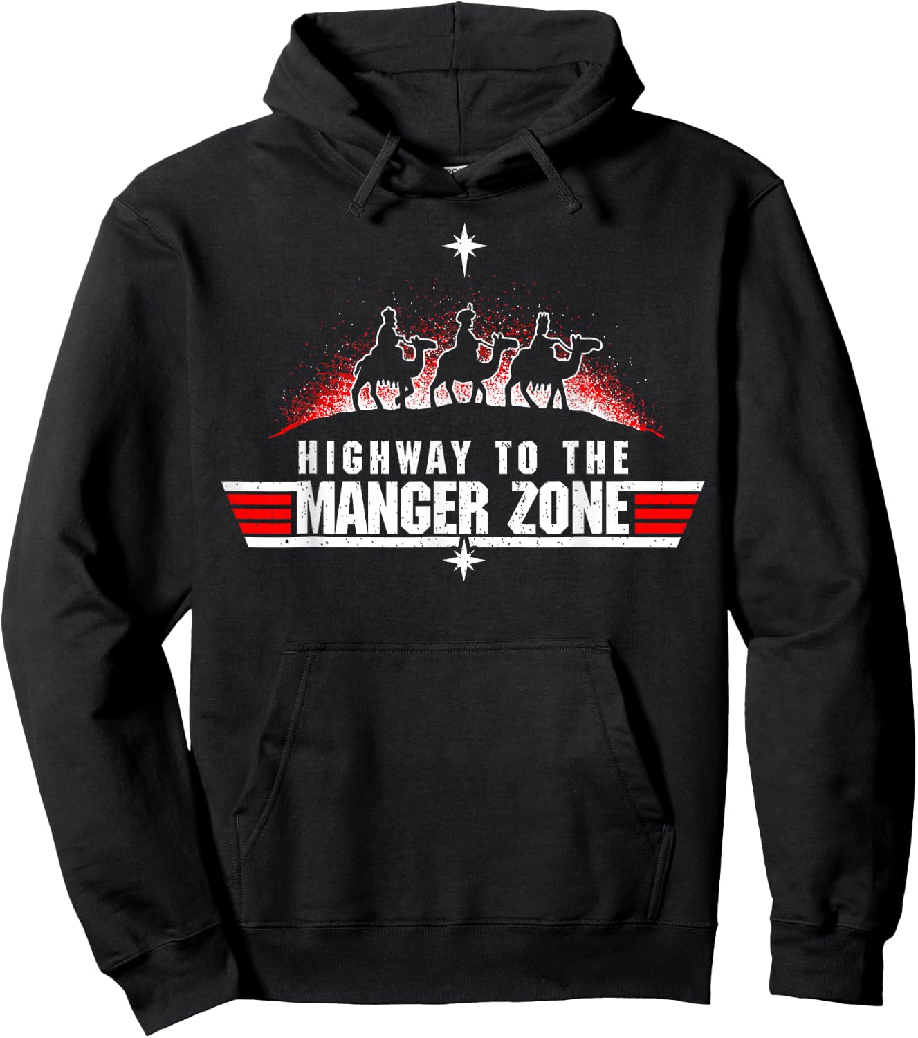 Highway To The Manger Zone Funny Christmas Hoodie - Hoodie | Black