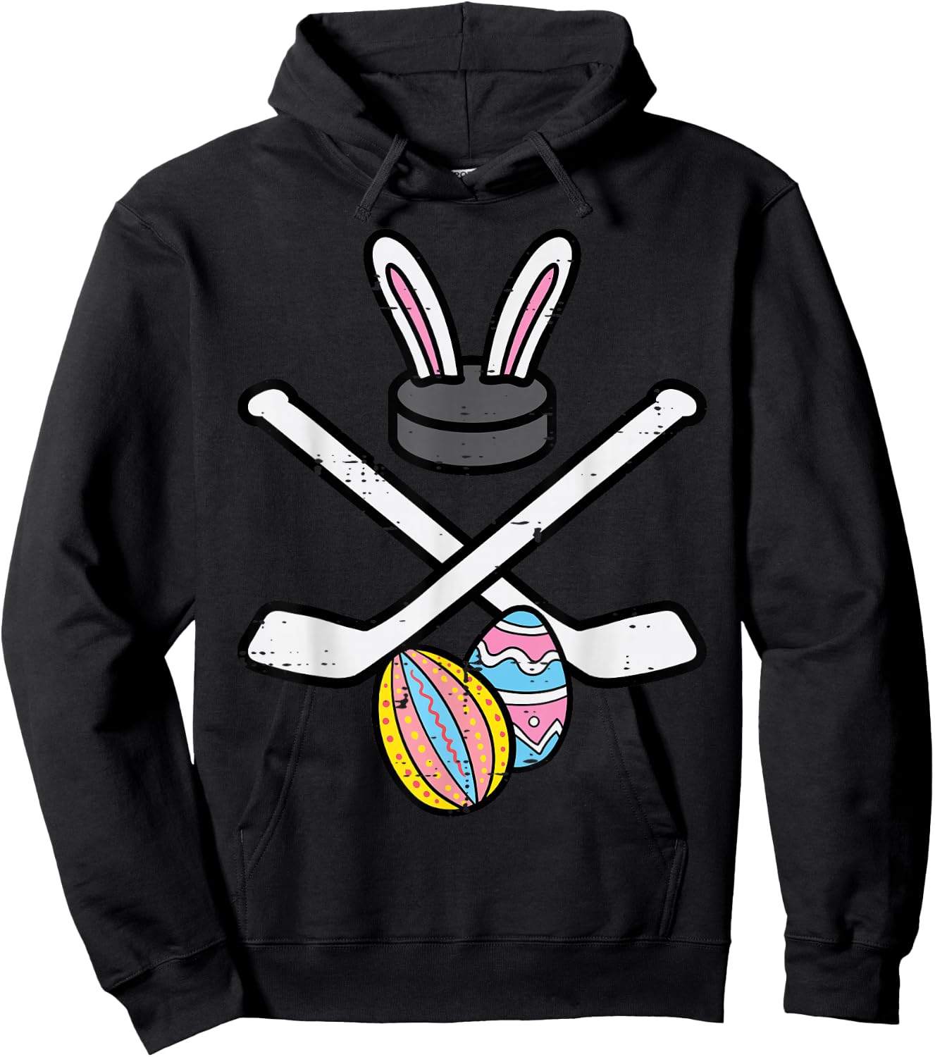 Easter Bunny Ice Hockey Funny Sports Goalie Men Boys Kids Hoodie - Hoodie | Black