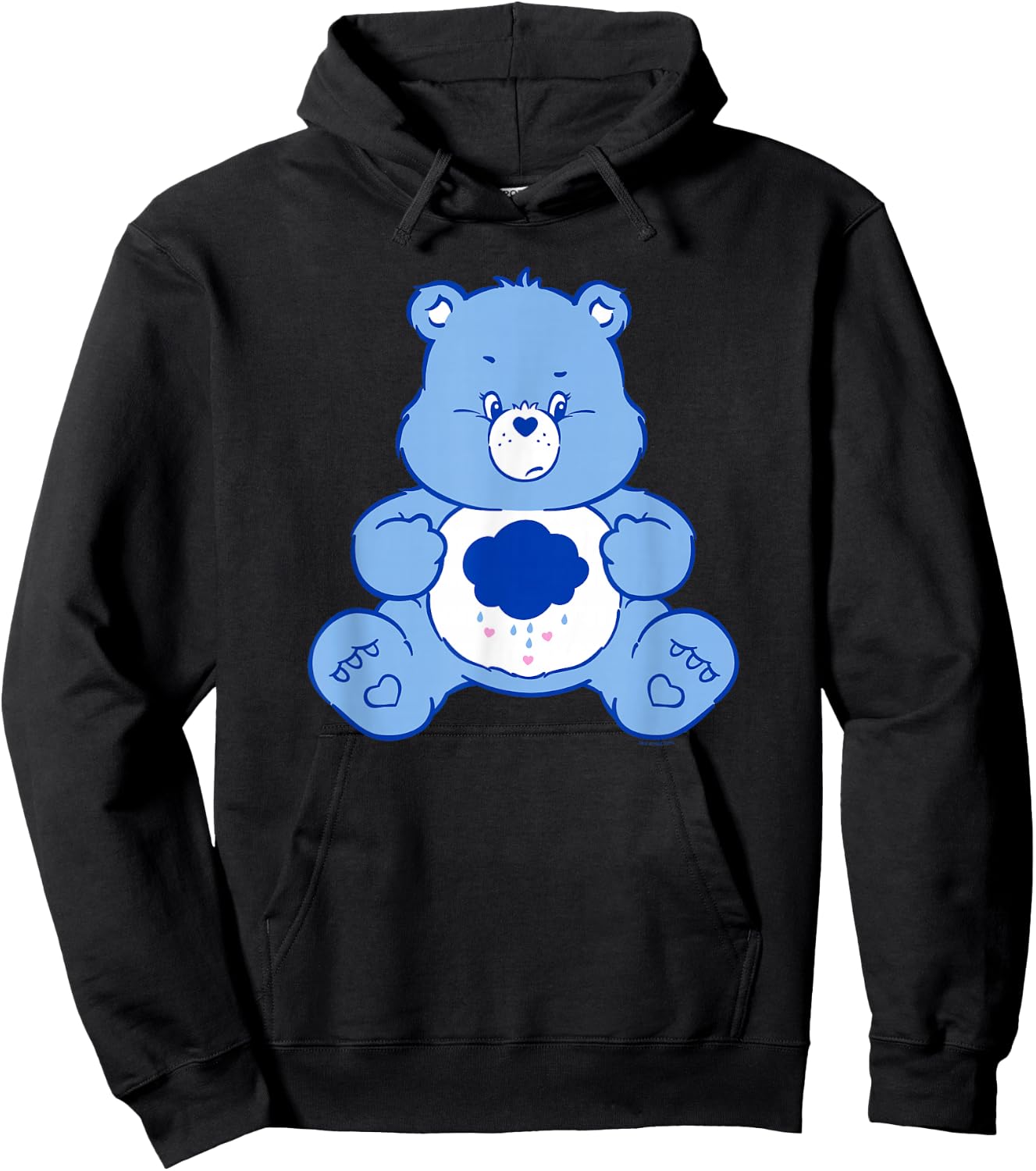 Care Bears Vintage Classic Grumpy Bear Cloudy Belly Badge , black Hoodie - Hoodie | Black