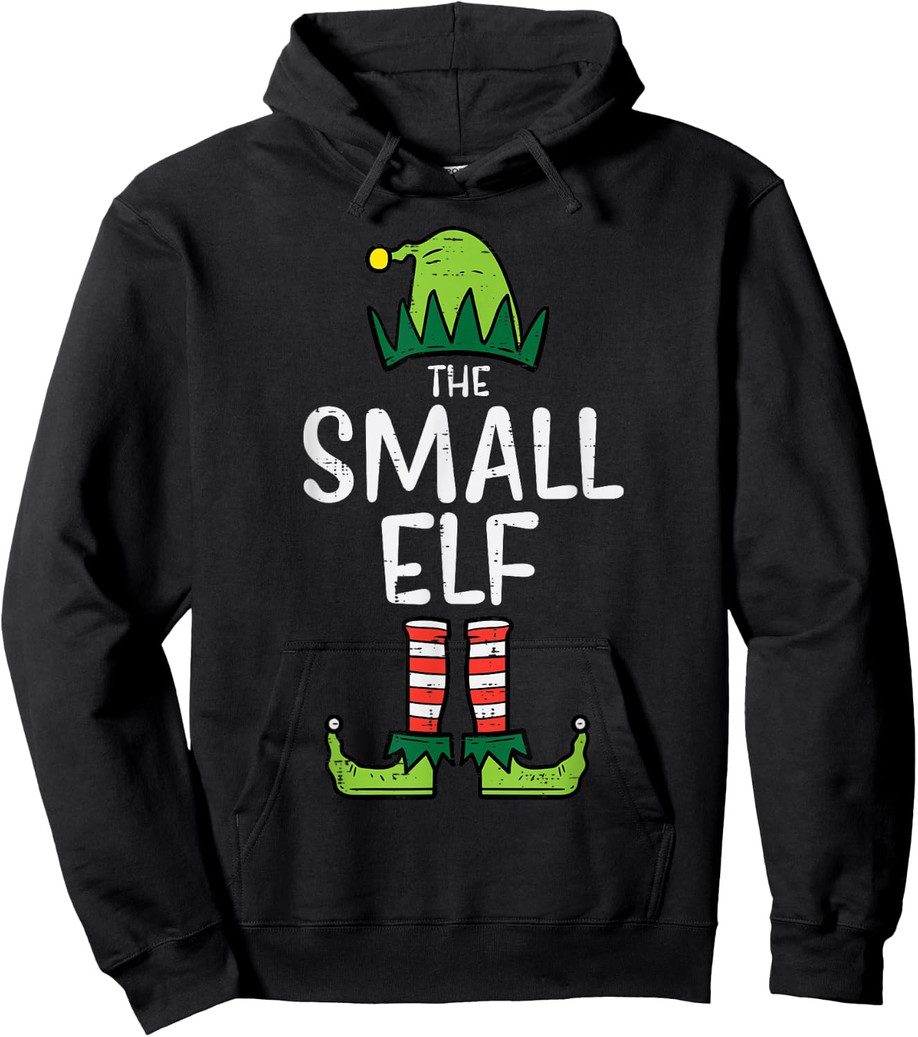 Small Elf Matching Christmas Pajamas For Family Toddler Kids Hoodie - Hoodie | Black