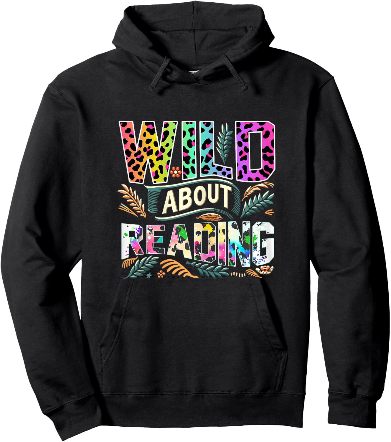 Wild About Reading Books Library Day Bookworm Leoparard Hoodie - Hoodie | Black