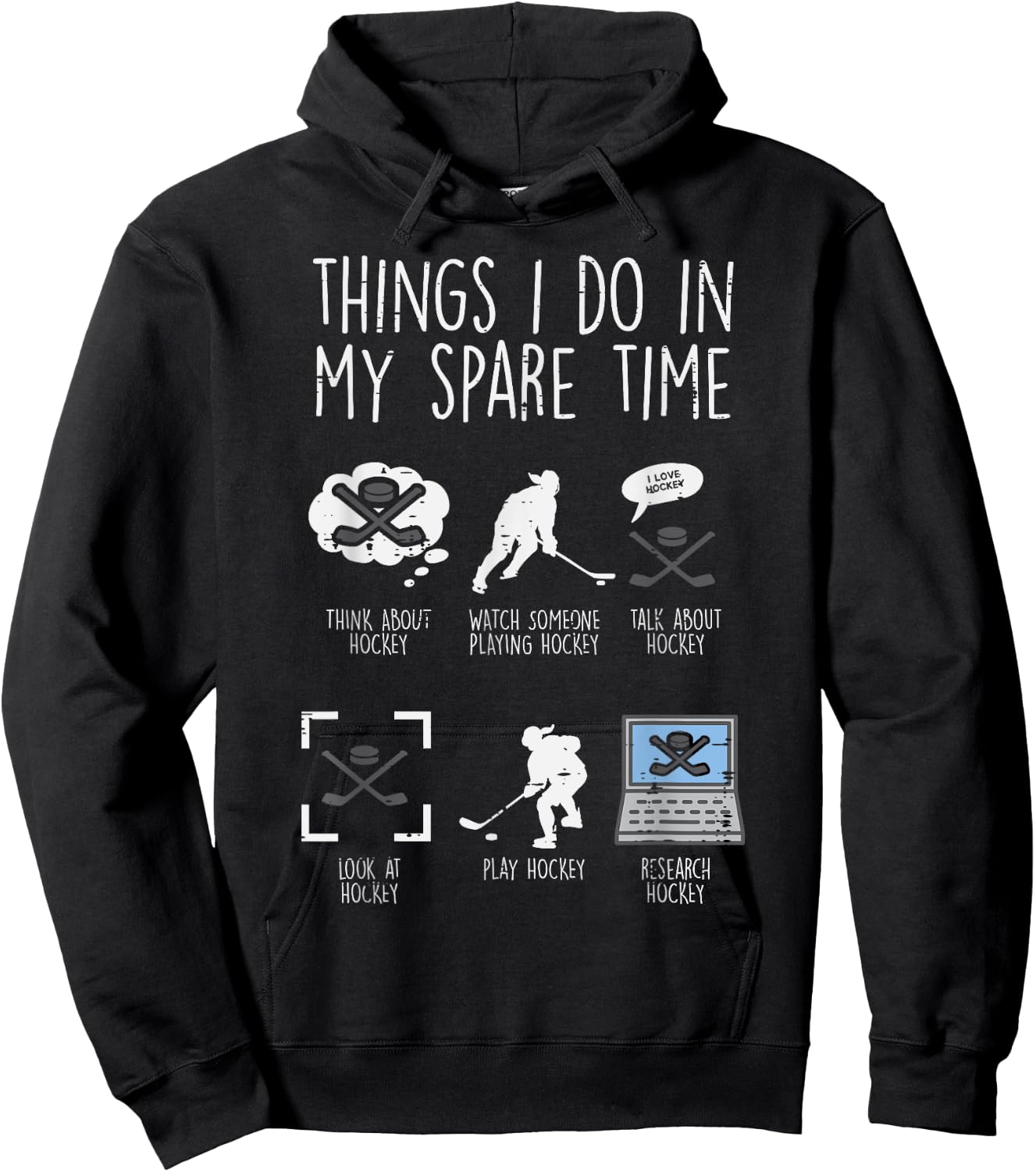 Things I Do Spare Time Ice Hockey Funny Sport Player Goalie Hoodie - Hoodie | Black