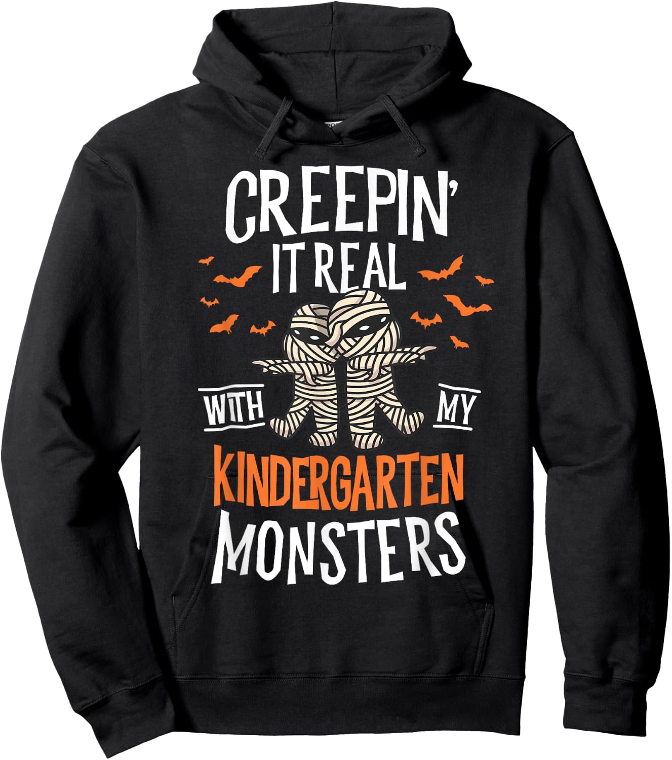 Creepin It Real Kindergarten Monsters Halloween Teacher Hoodie - Hoodie | Black