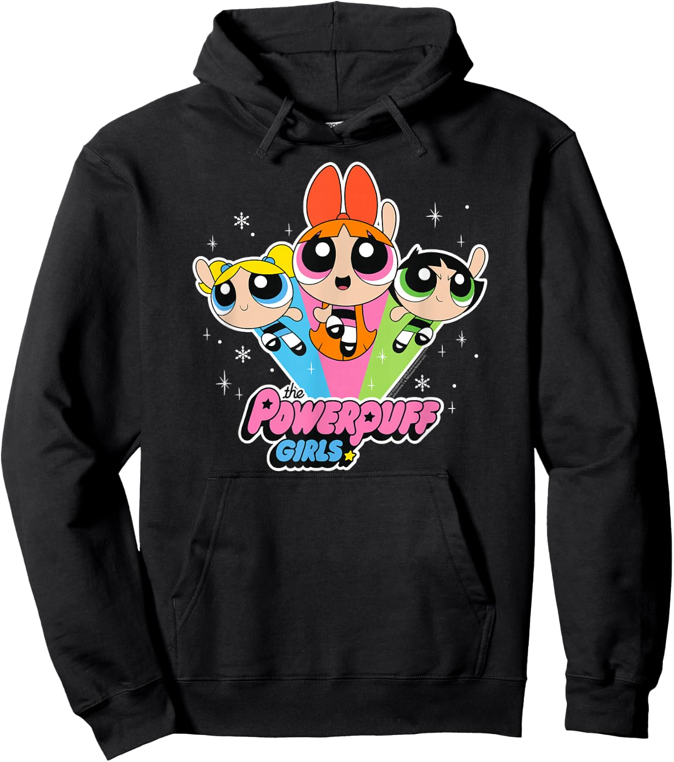 Cartoon Network The Powerpuff Girls Logo With Snowflakes , black Hoodie - Hoodie | Black