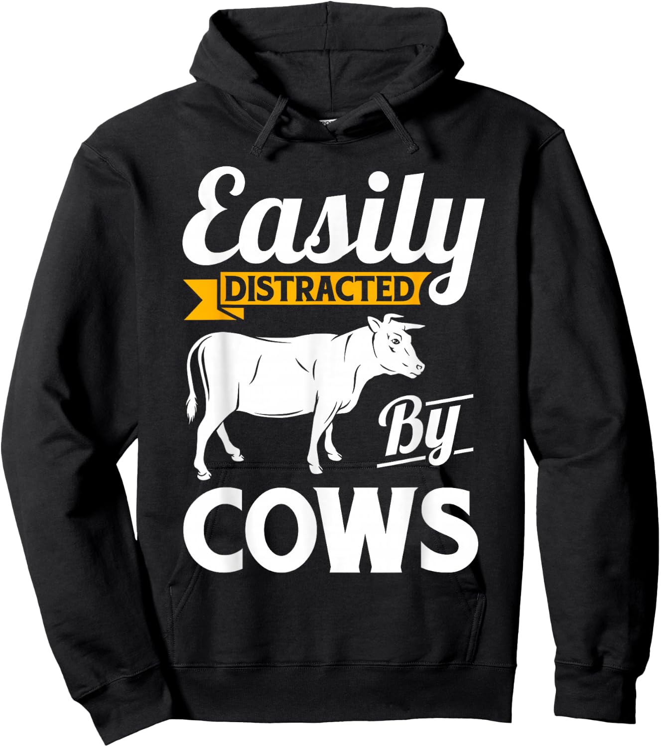 Easily Distracted By Cows - Funny Cow Famers Gift Hoodie - Hoodie | Black