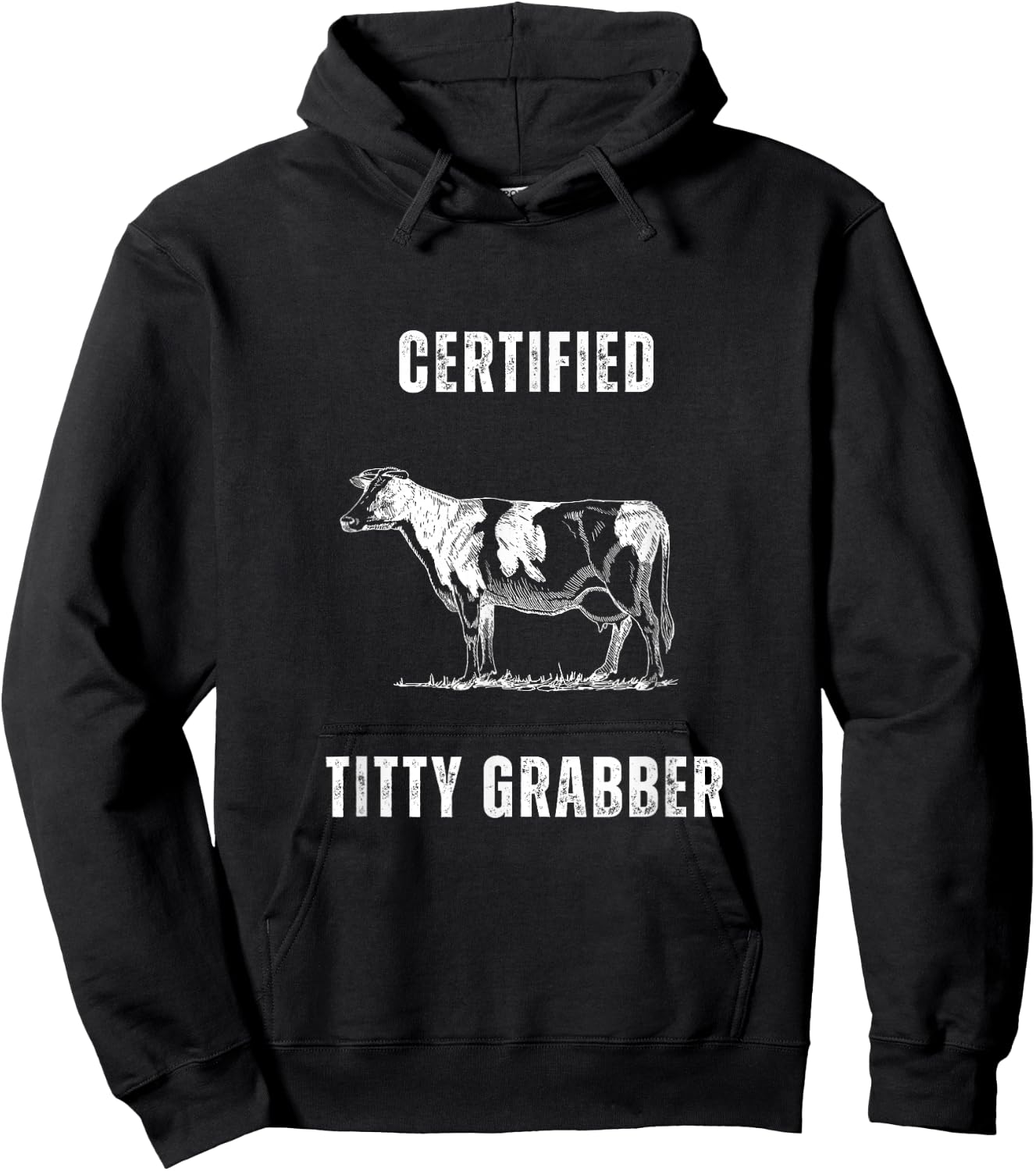 Funny Dairy Cow Farmer Certified Titty Grabber Hoodie - Hoodie | Black