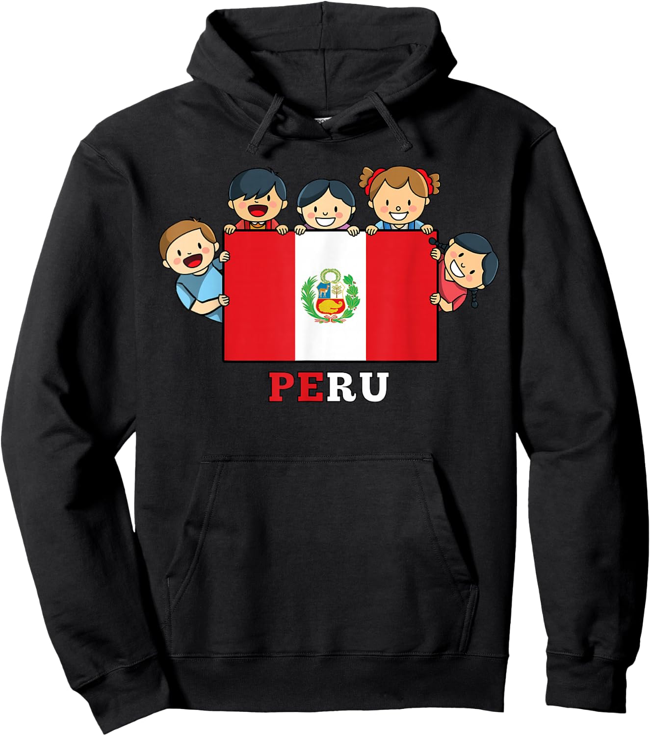 Kids Peru Flag Hispanic Heritage Month Peruvian Hoodie - Hoodie | Black